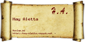 Hay Aletta névjegykártya
